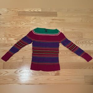 Ralph Lauren Colorful Striped Women's Sweater 100% Cotton Size Small